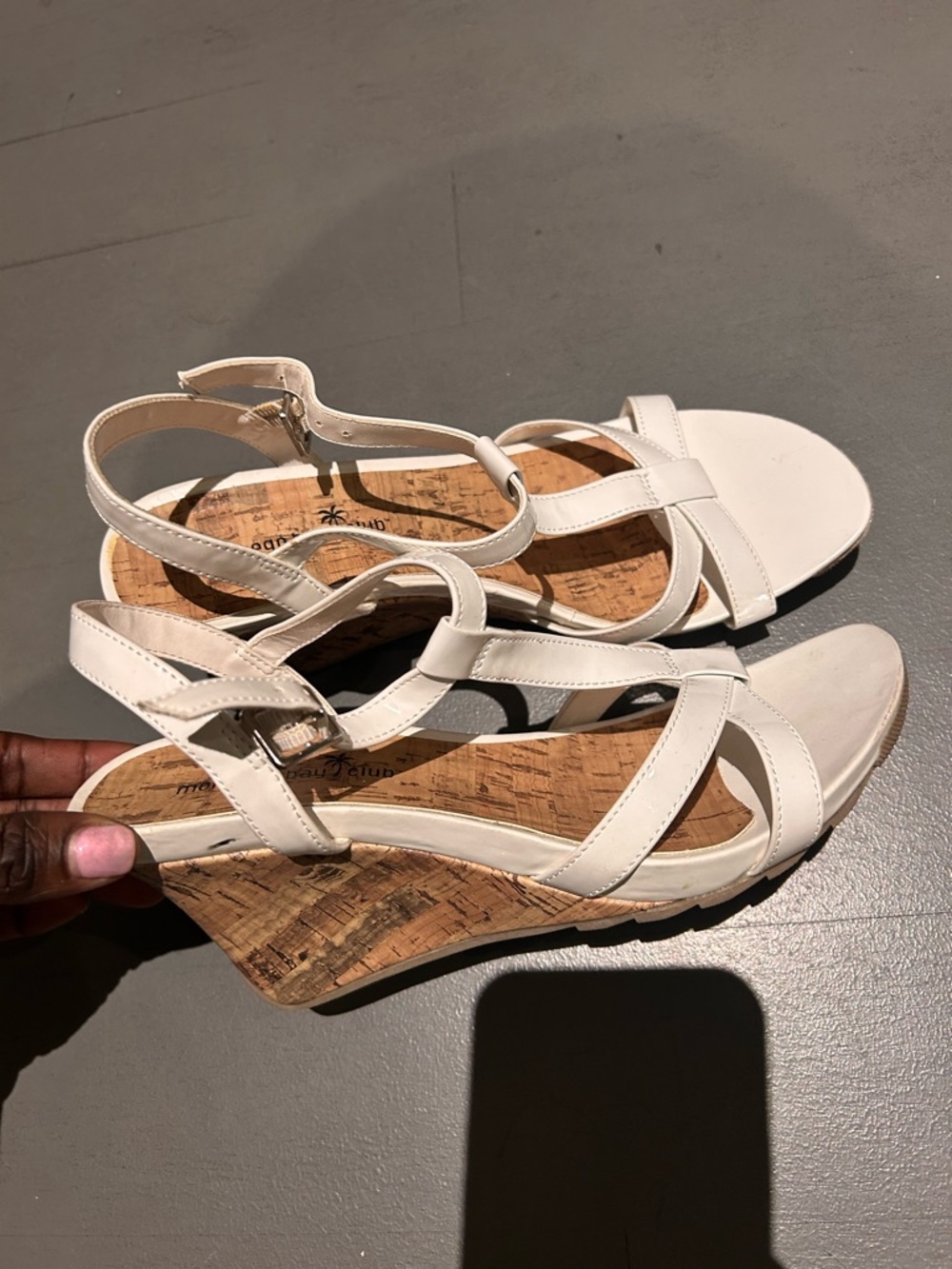 Montego Bay Club White Cork Wedge Sandals